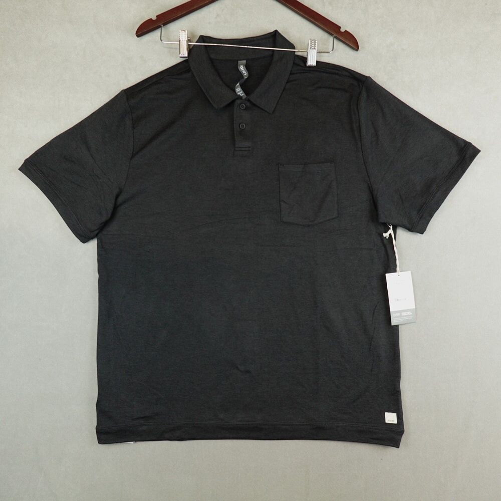 Vuori Polo Short Sleeve Ponto Performance Black Heather Mens Size XL NWT